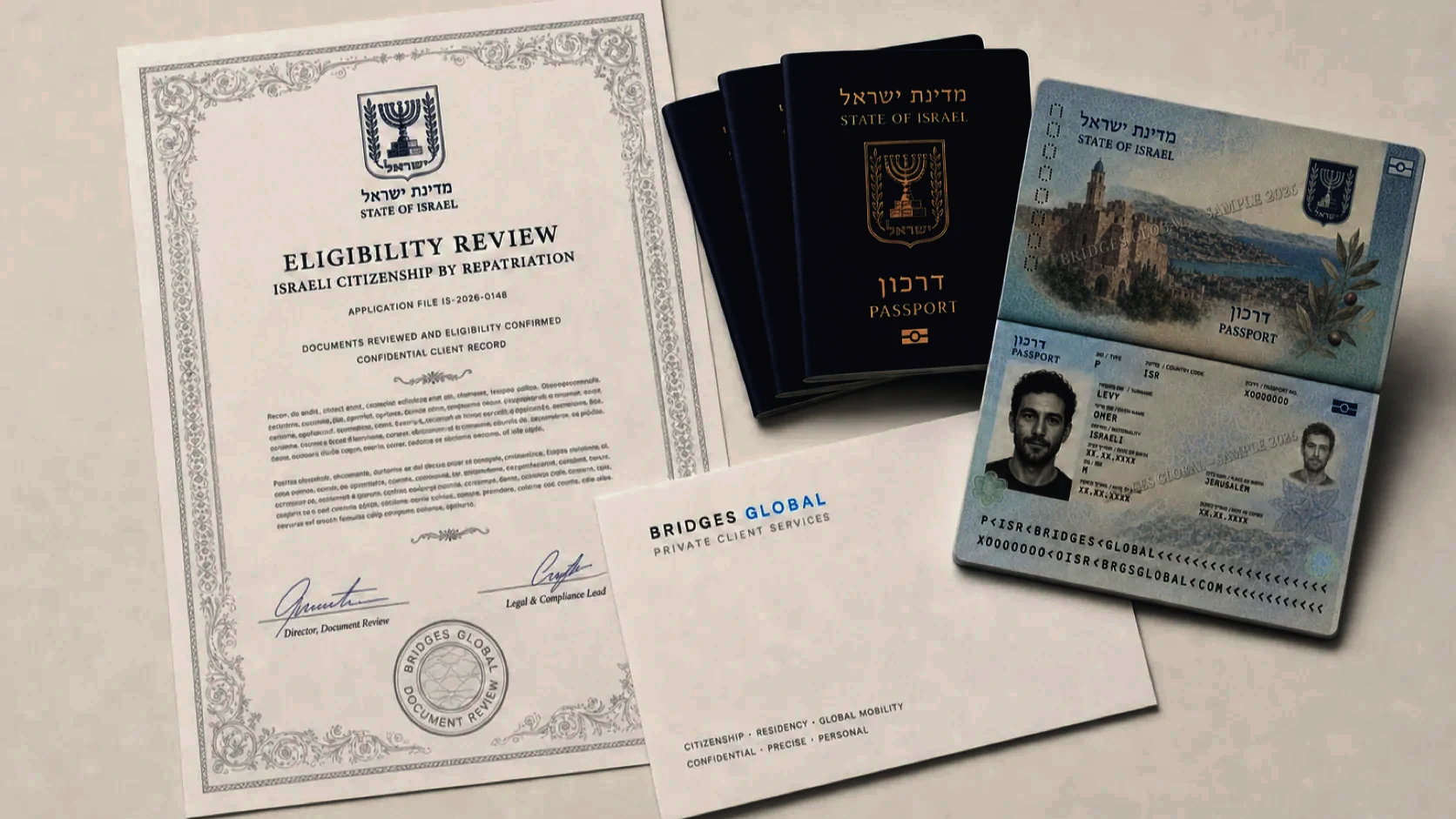 A set of documents for repatriation to Israel