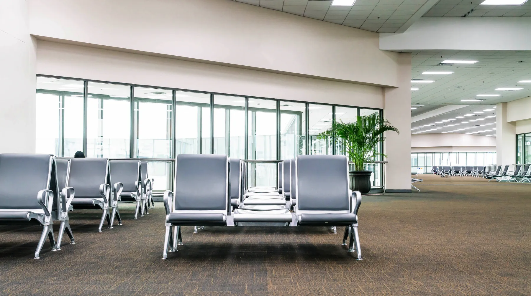 An empty airport waiting area