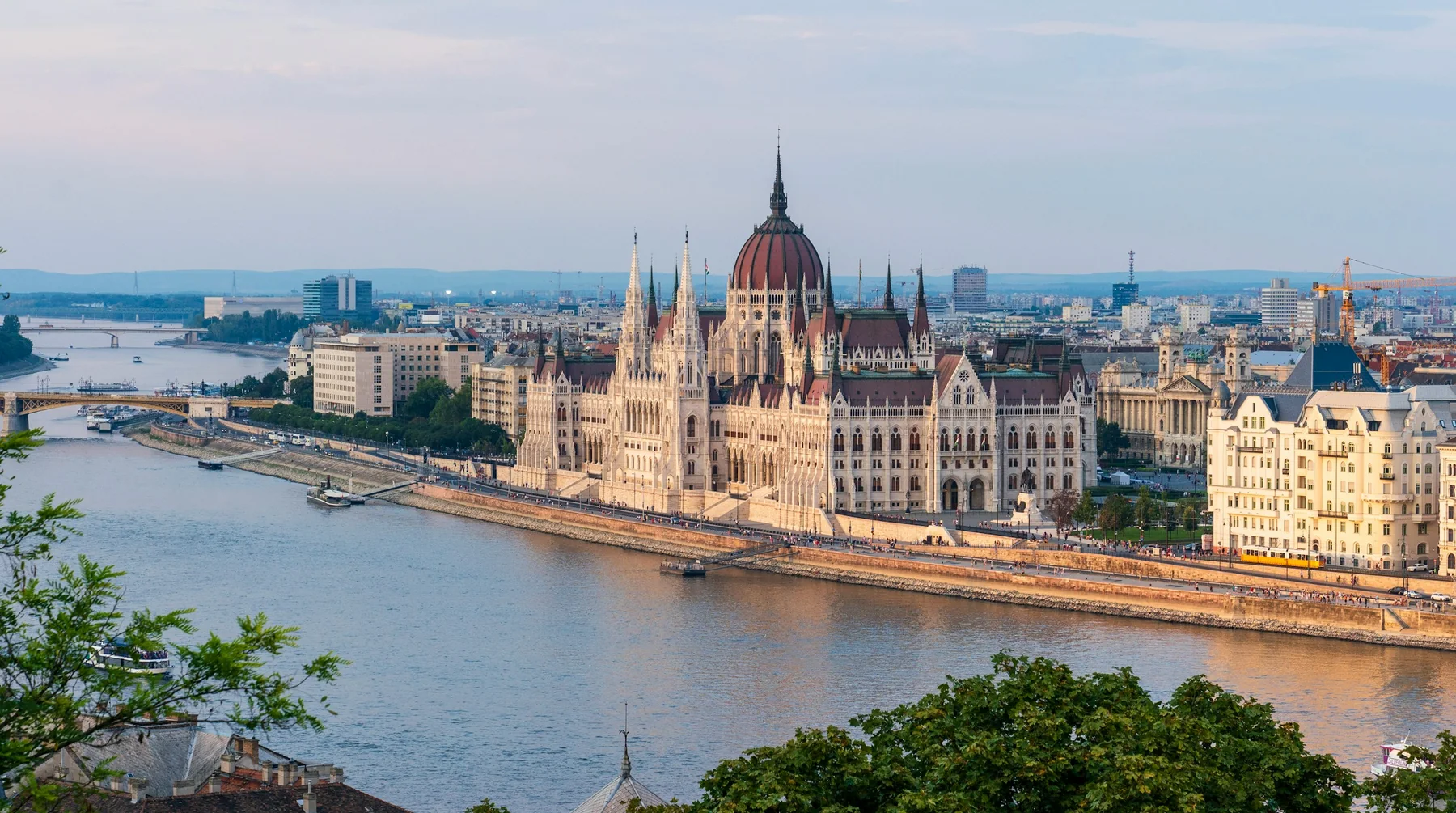 Hungarian Parliament and the Danube from above