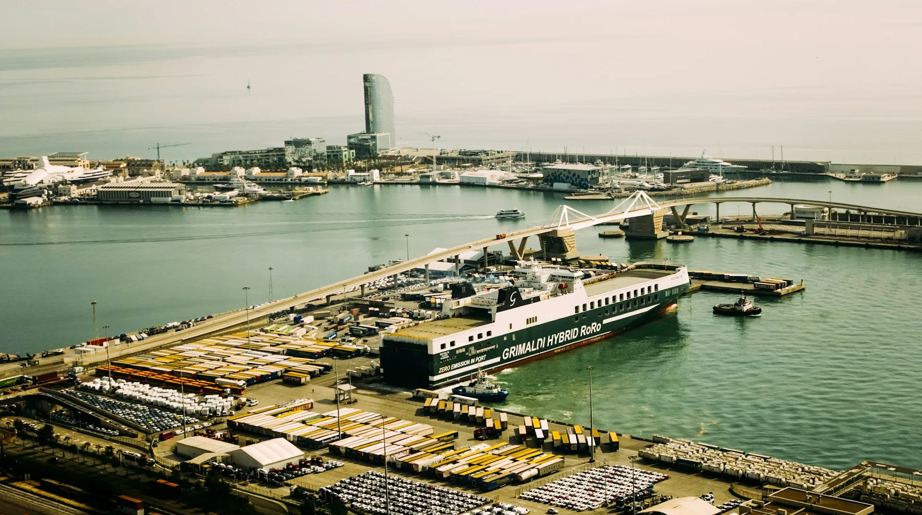 Ferry docked in the port of Barcelona