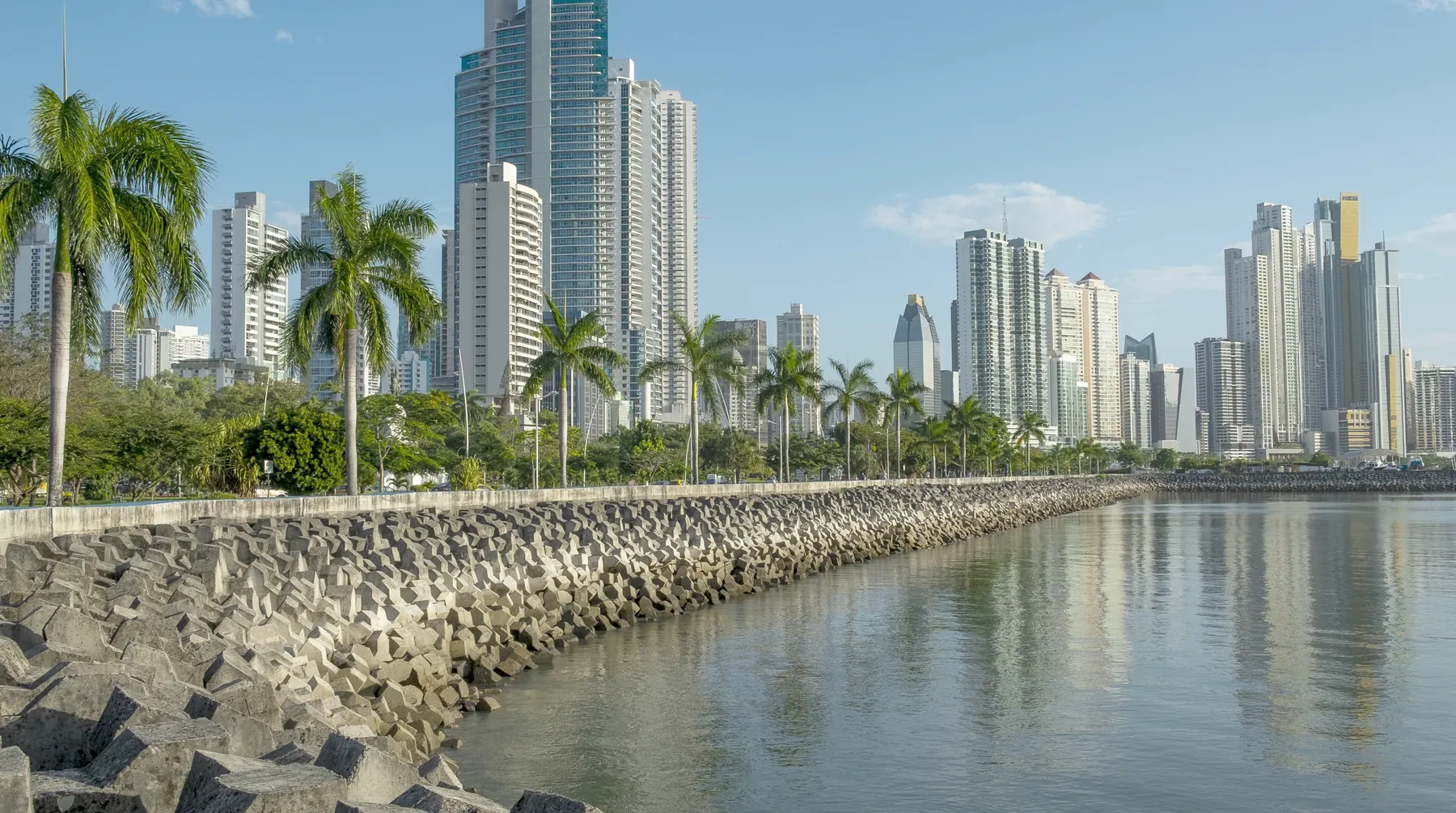 Panama City skyscrapers above the bay