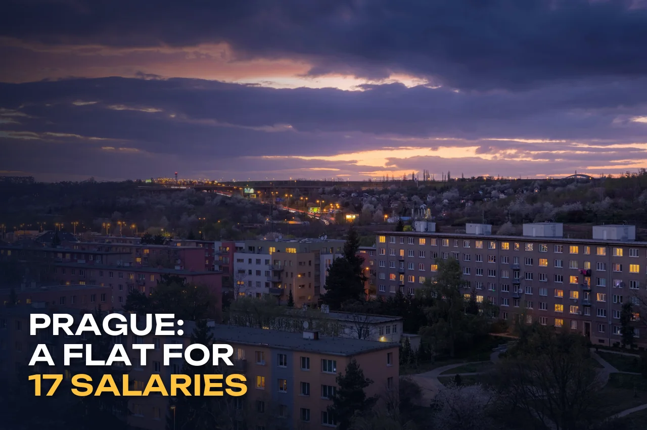 Prague residential districts at sunset