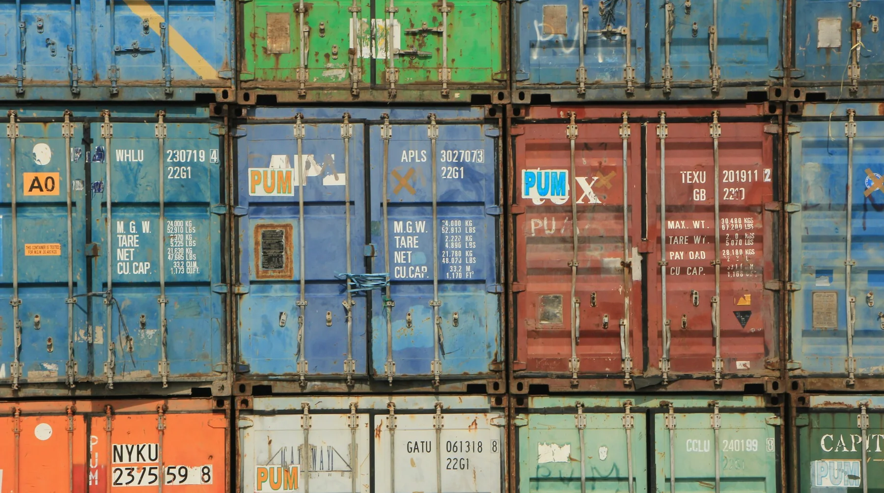 Shipping containers at a port