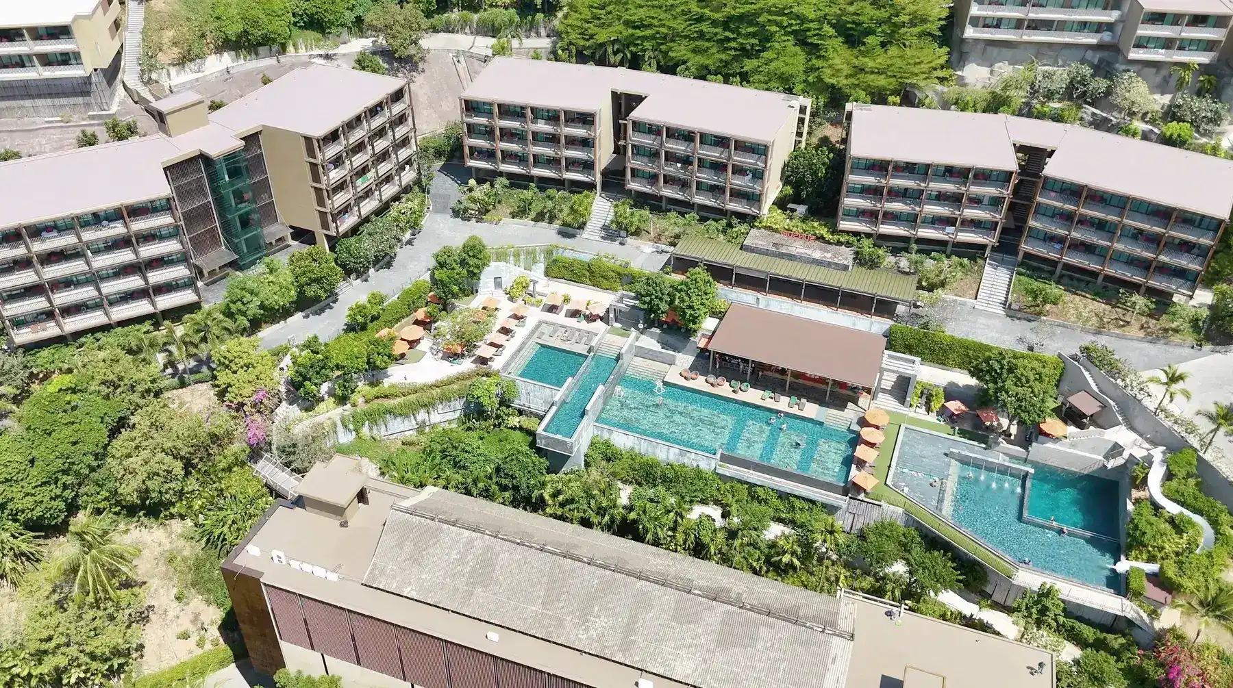 Resort residential complex with pools in Phuket, Thailand