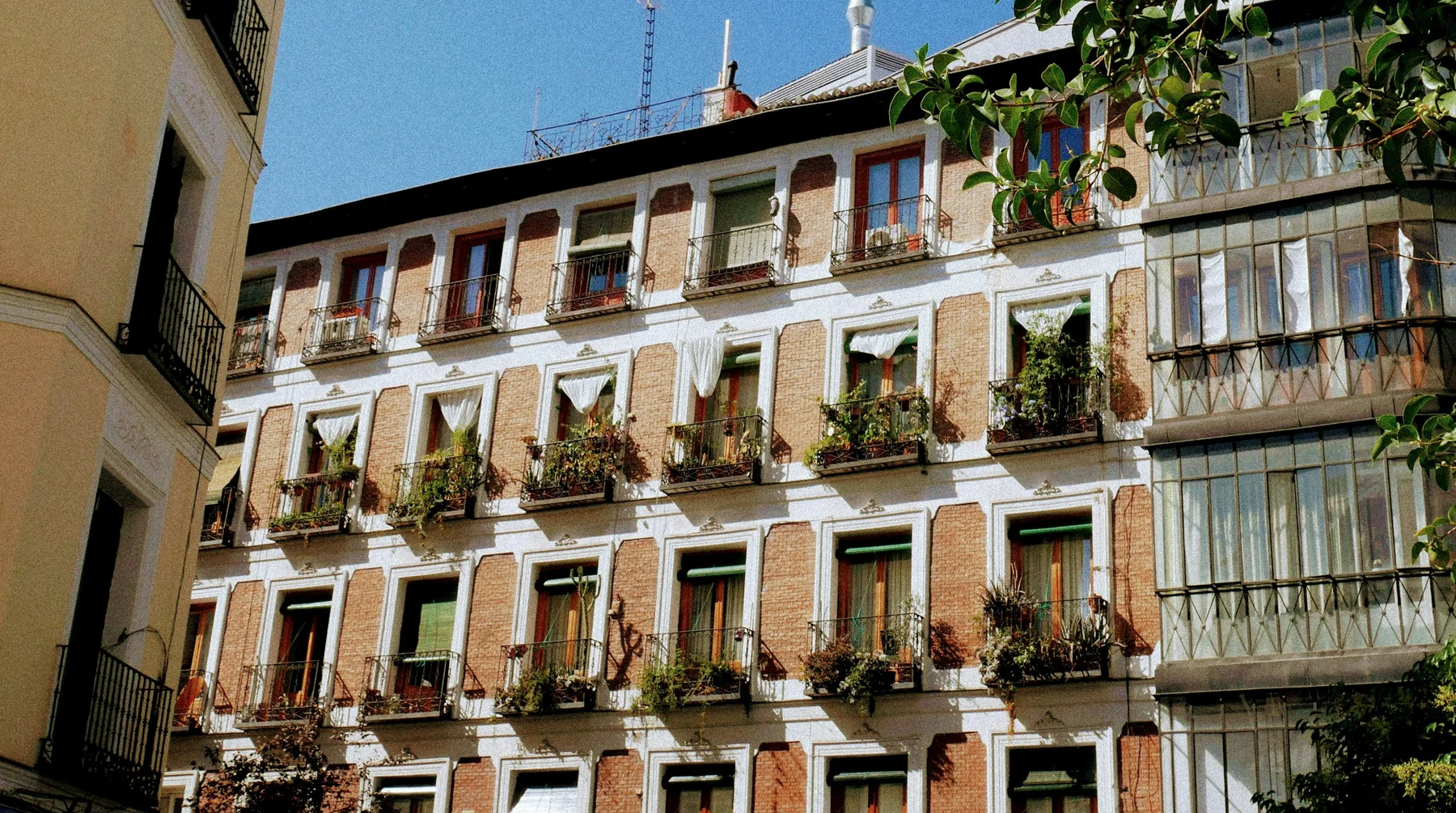 Apartment building with balconies in Madrid