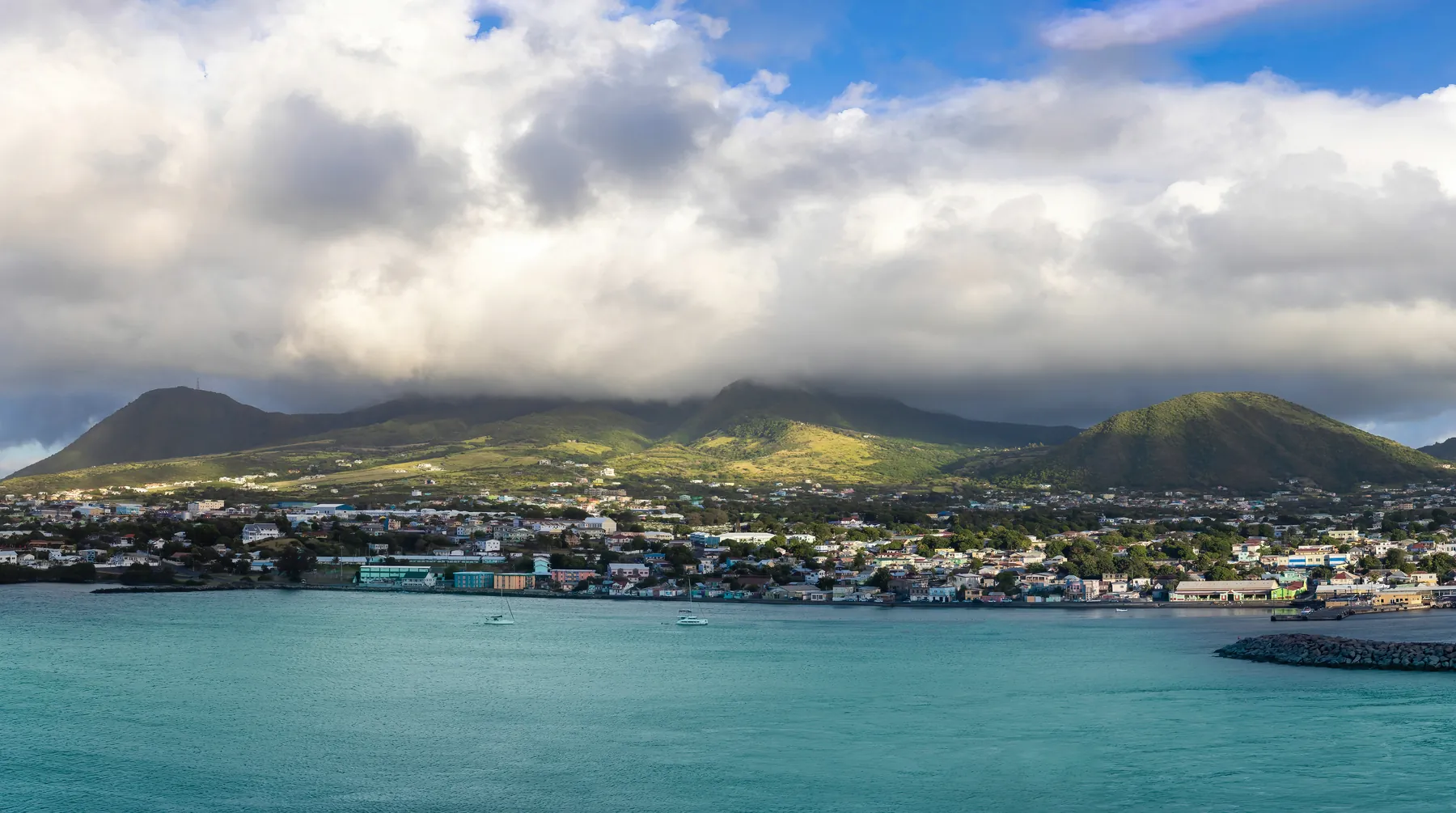 Basseterre, the capital of St Kitts, from the sea