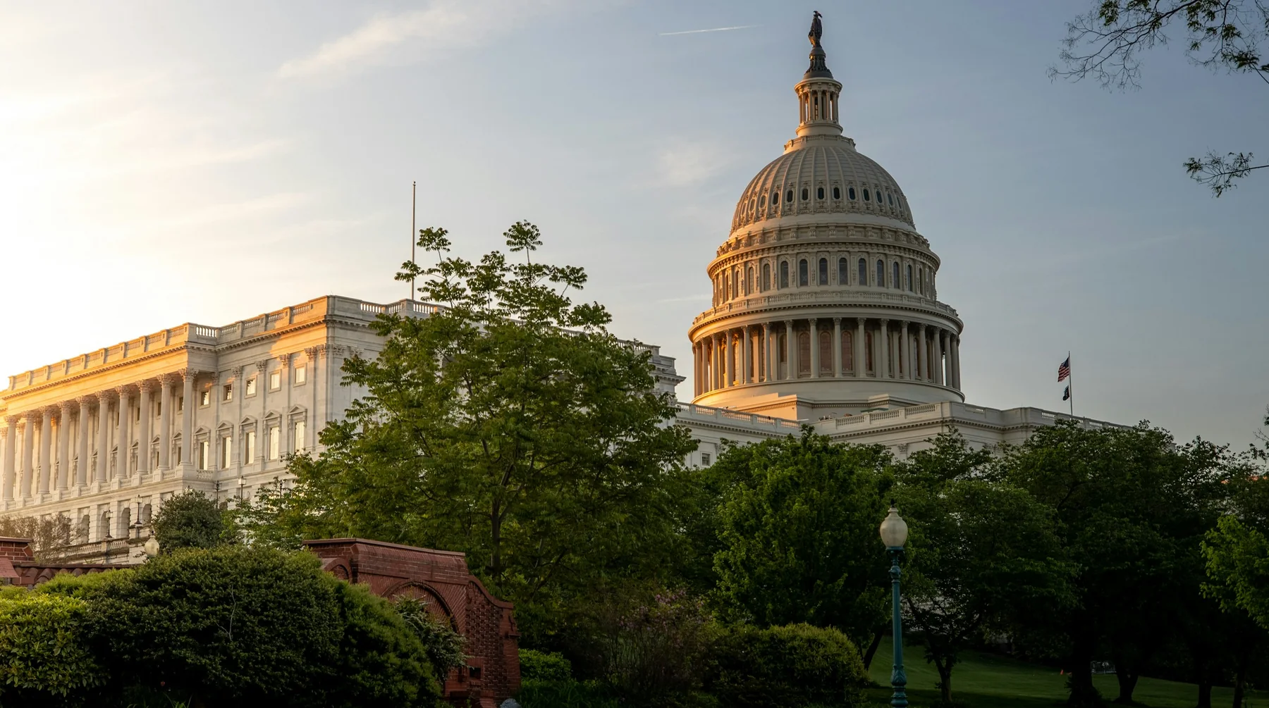 The Capitol in Washington at sunset