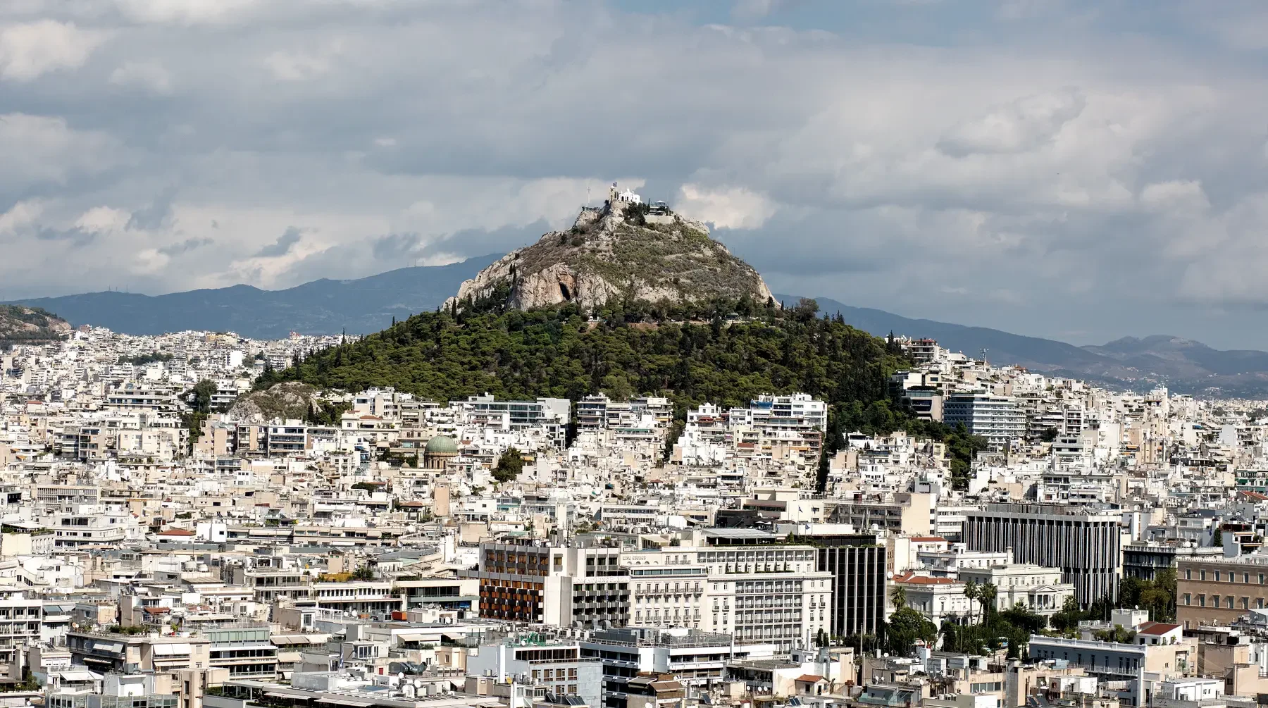 A panorama of Athens with Lycabettus Hill
