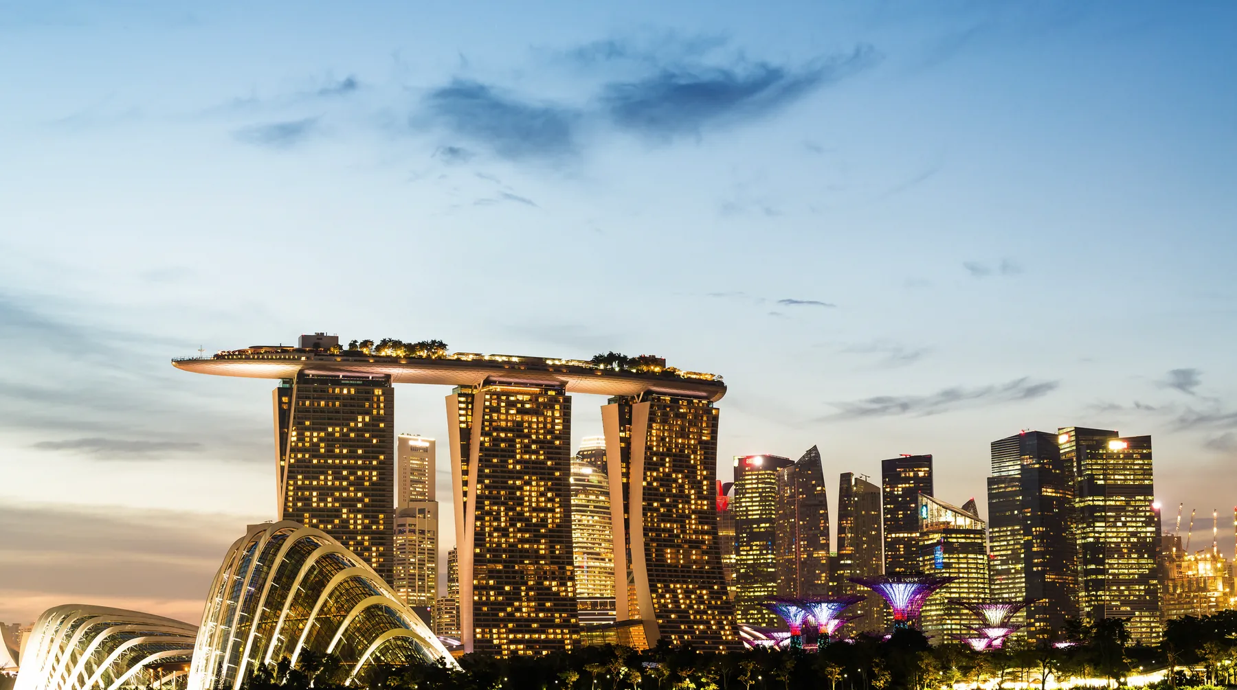Marina Bay in Singapore at sunset
