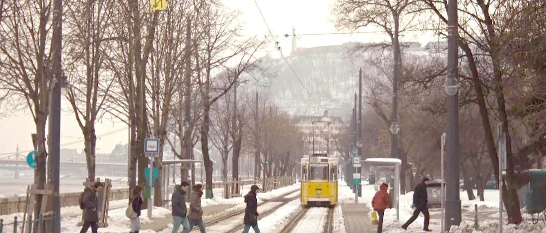 Budapest tram street Danube