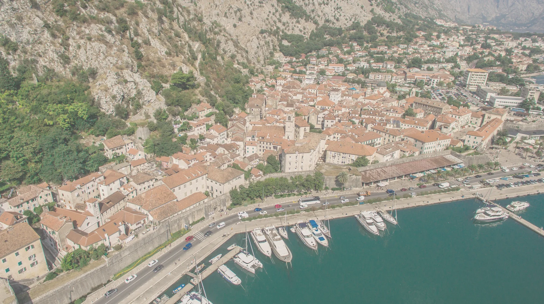 Kotor Old Town and harbour from above