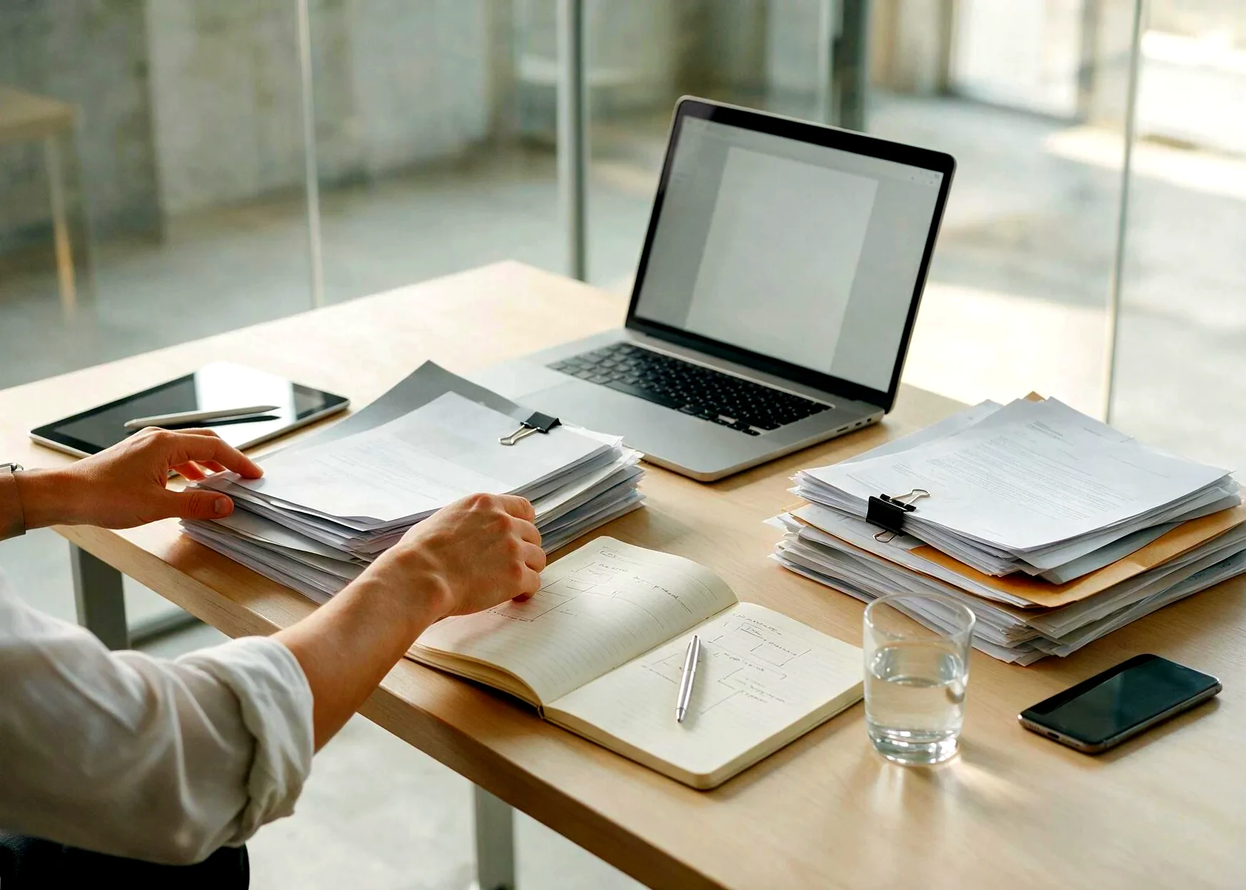 Working through the client documents: the starting position is established before any solution