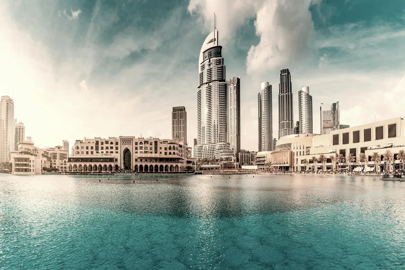 Dubai business district at dawn