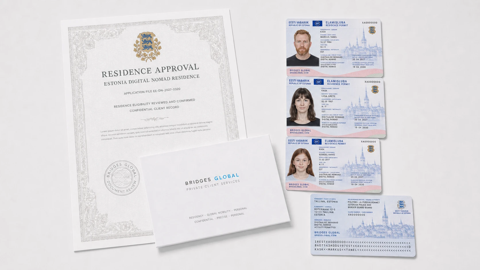 An Estonian visa and a set of digital nomad documents