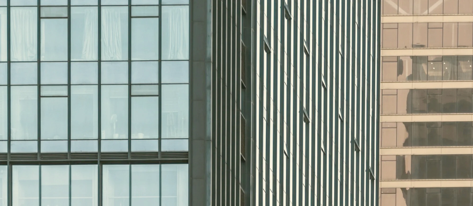 The façades of modern business buildings