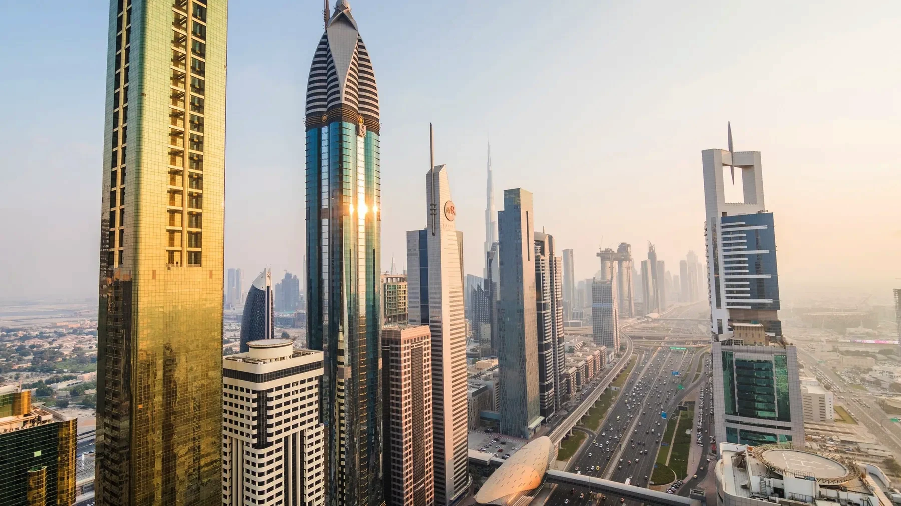 The skyscrapers of Dubai at sunset — the UAE, a jurisdiction with no personal income tax